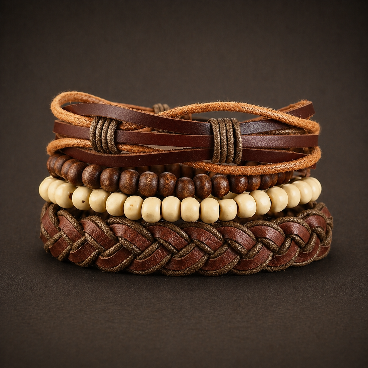 Vintage Bracelet - Braided Brown