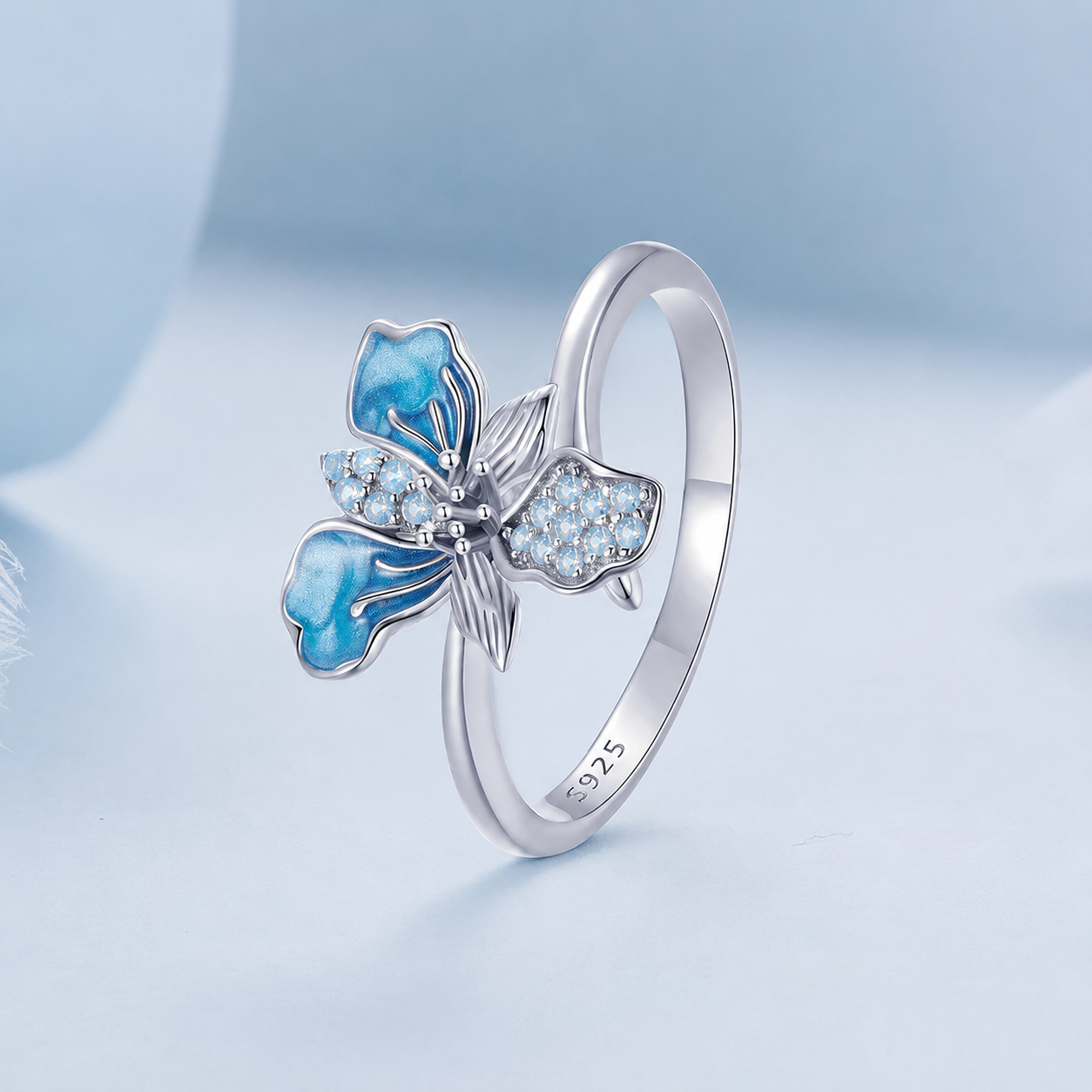 Sterling Silver Ocean Flower Ring