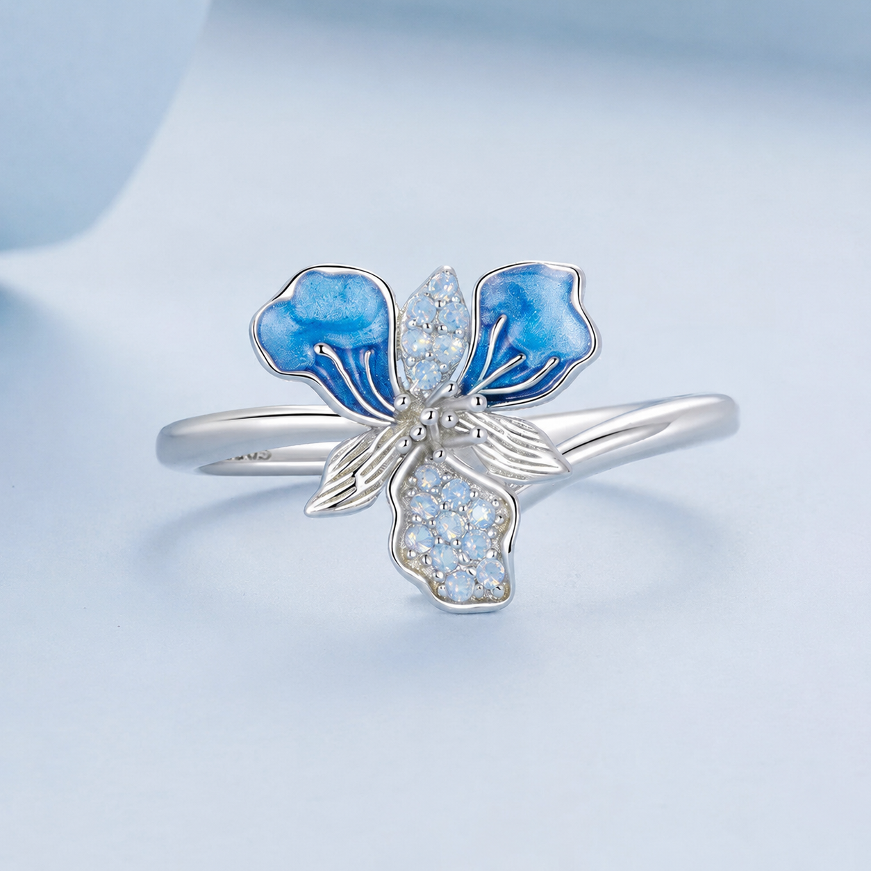 Sterling Silver Ocean Flower Ring