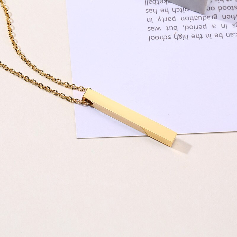 Custom Engraved Block Necklace