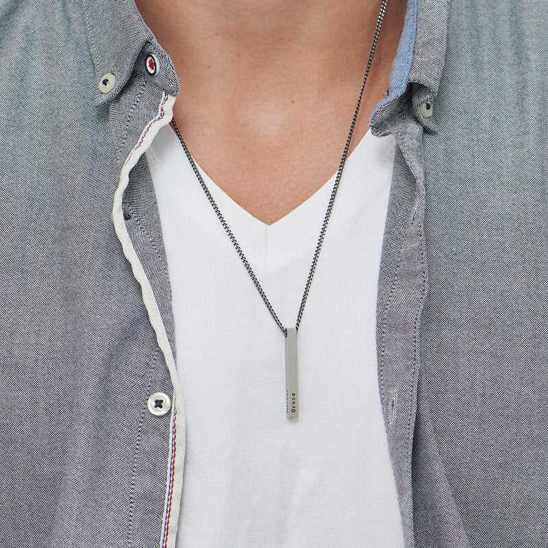 Custom Engraved Block Necklace