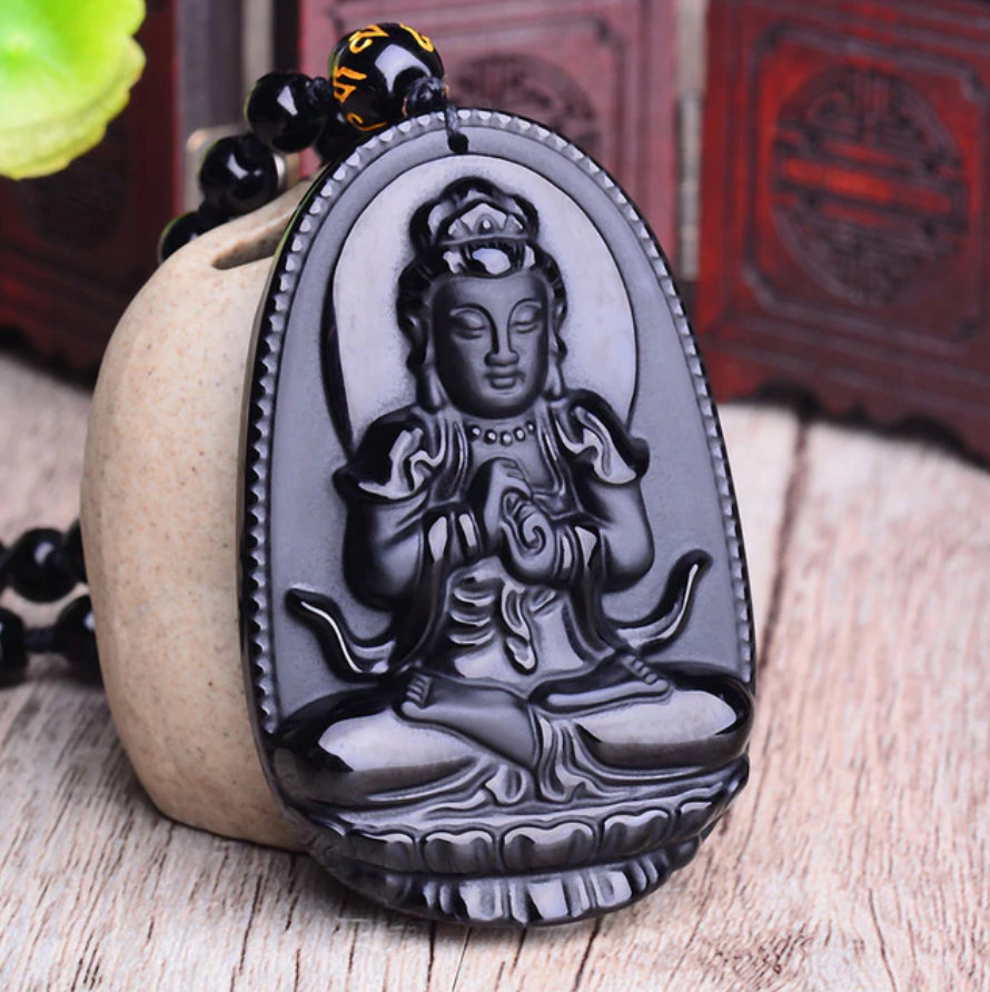 Obsidian Buddha Amulet