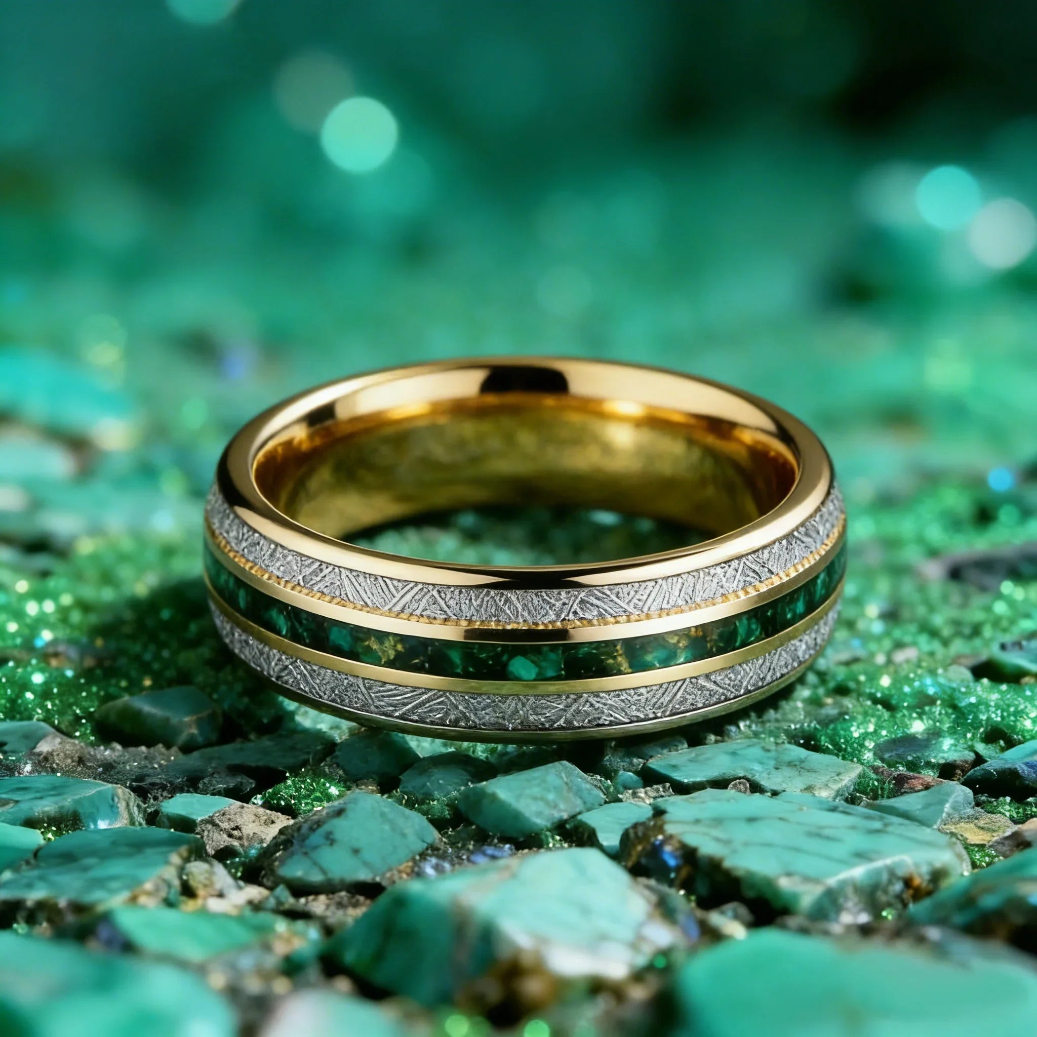 Meteorite Ring - Emerald