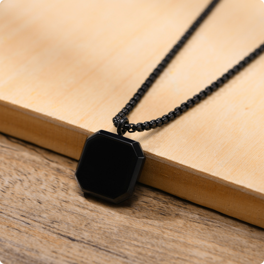 Square Necklace - Black