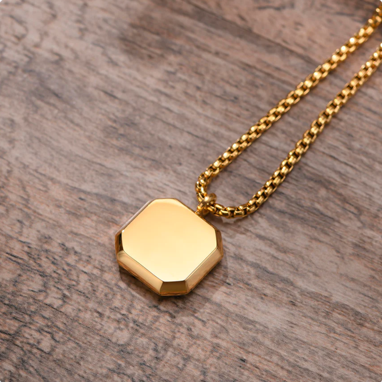 Square Necklace - Gold & Black