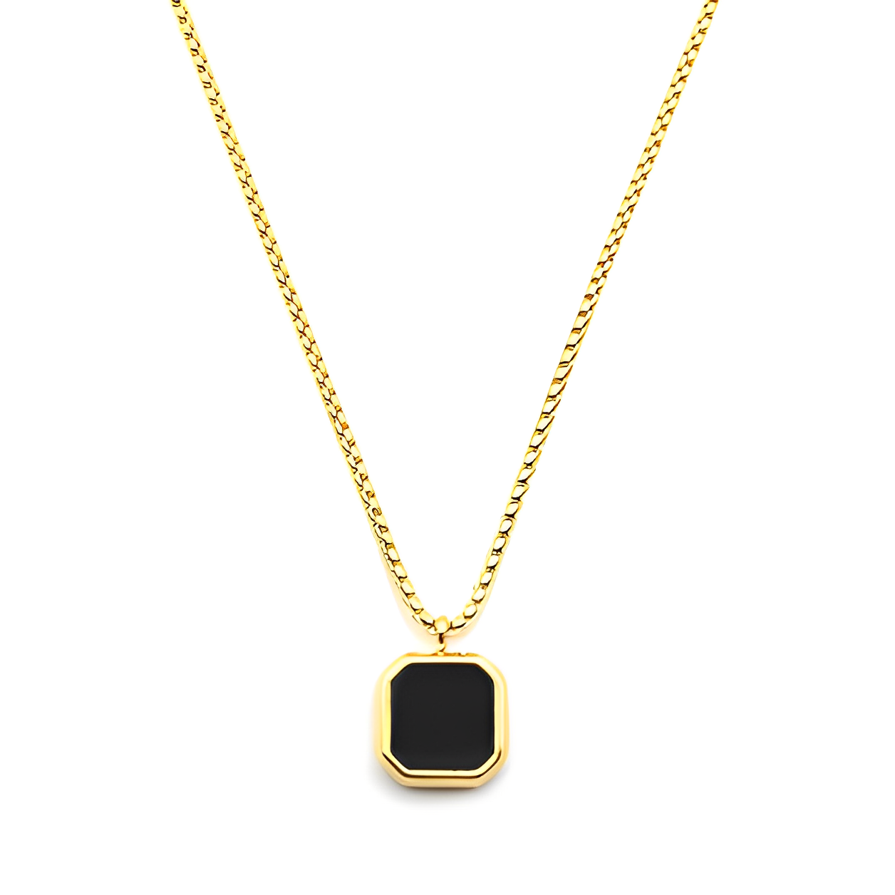 Square Necklace - Gold & Black