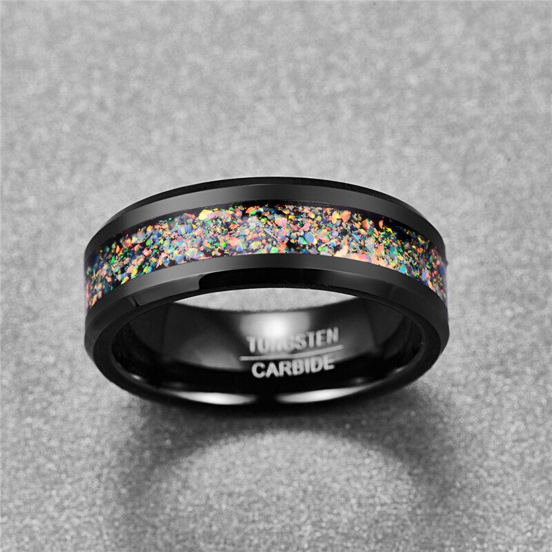 Tungsten Opal Rain Ring