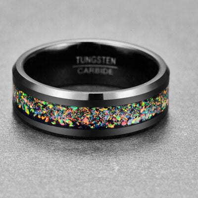 Tungsten Opal Rain Ring