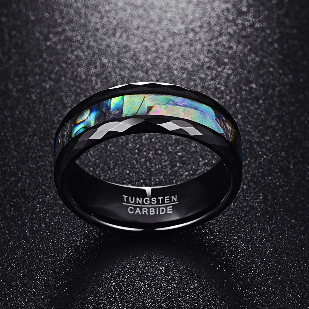 Black Faceted Abalone Ring