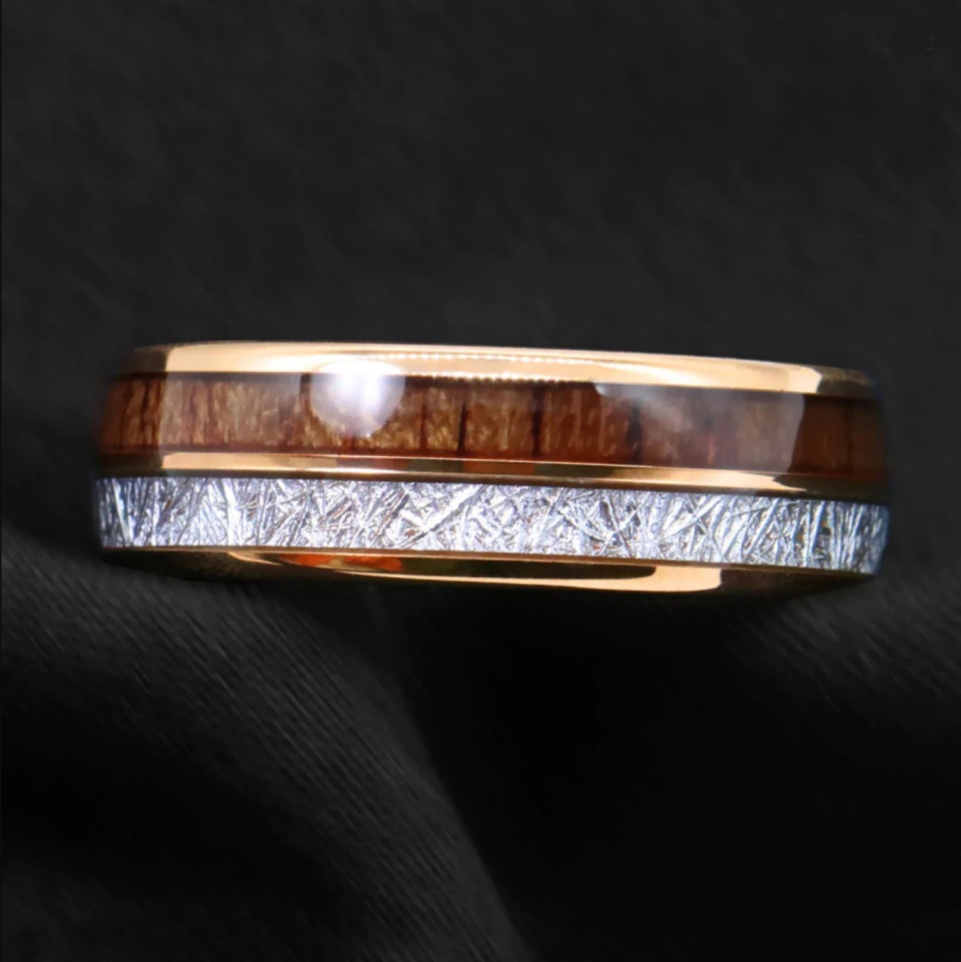 Rose Gold Koa Wood Ring