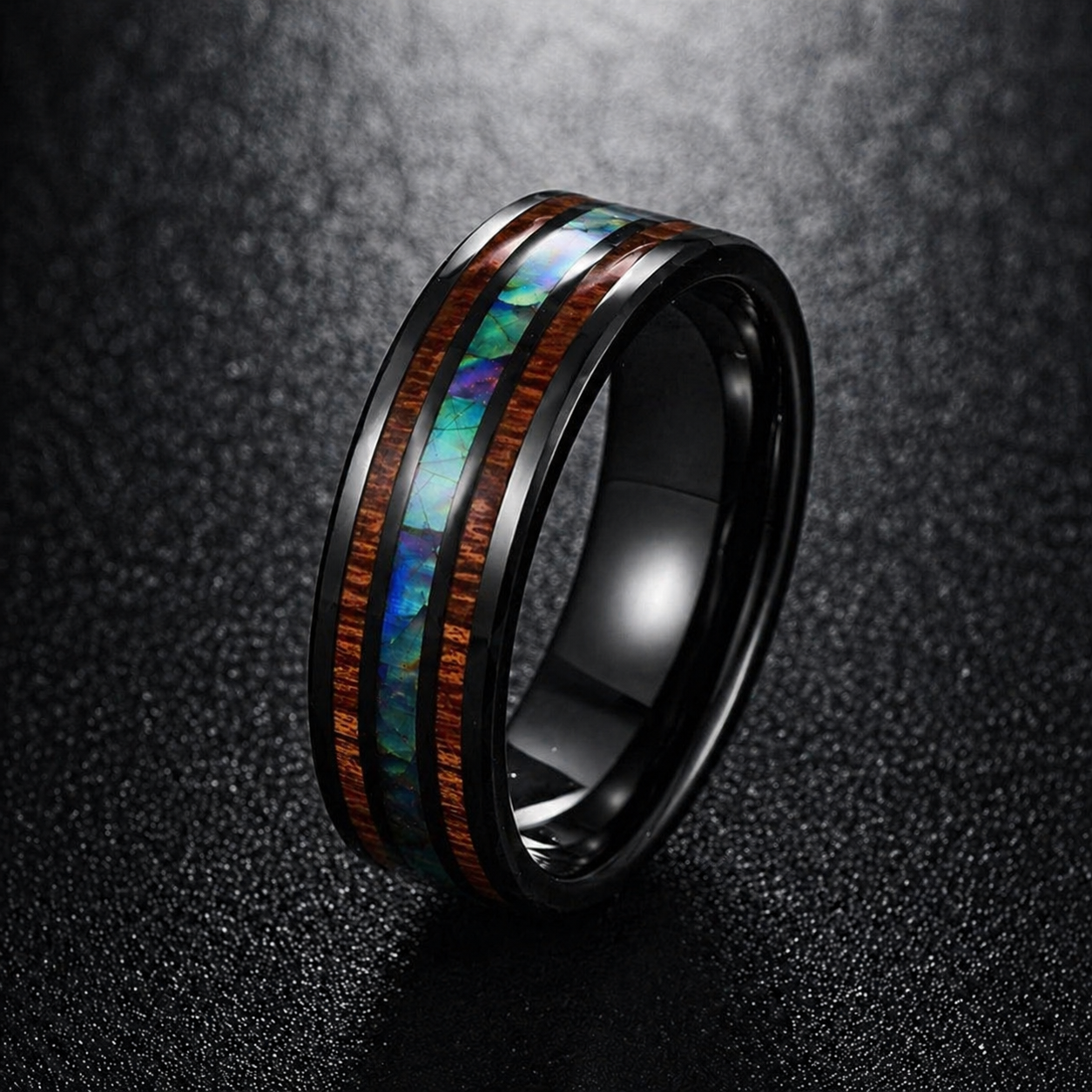 Abalone Ring - Acacia Wood