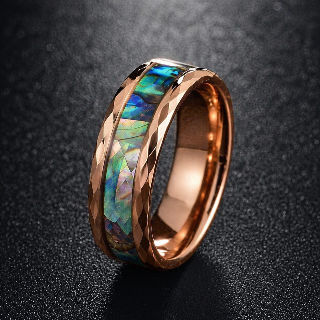 Abalone Ring - Rose Gold Faceted