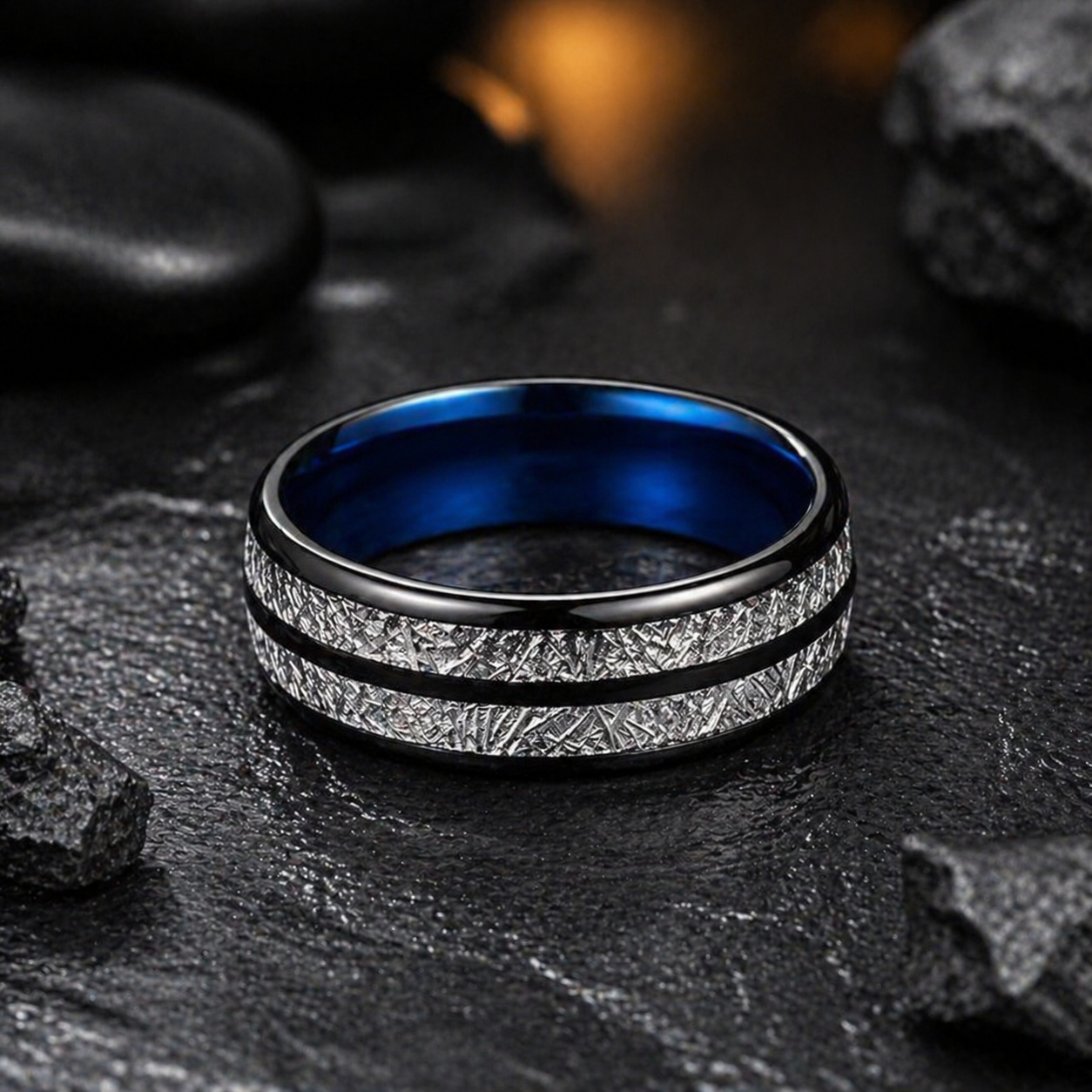 Meteorite Ring - Black & Blue