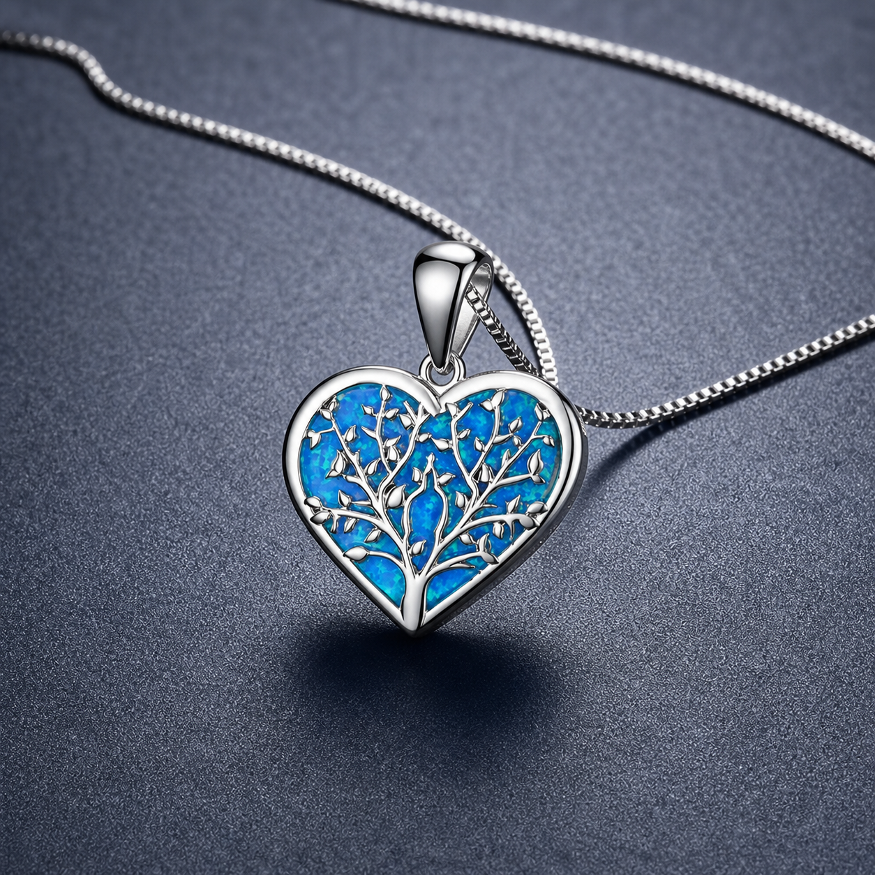 Ocean Opal Necklace - Tree of Life Heart