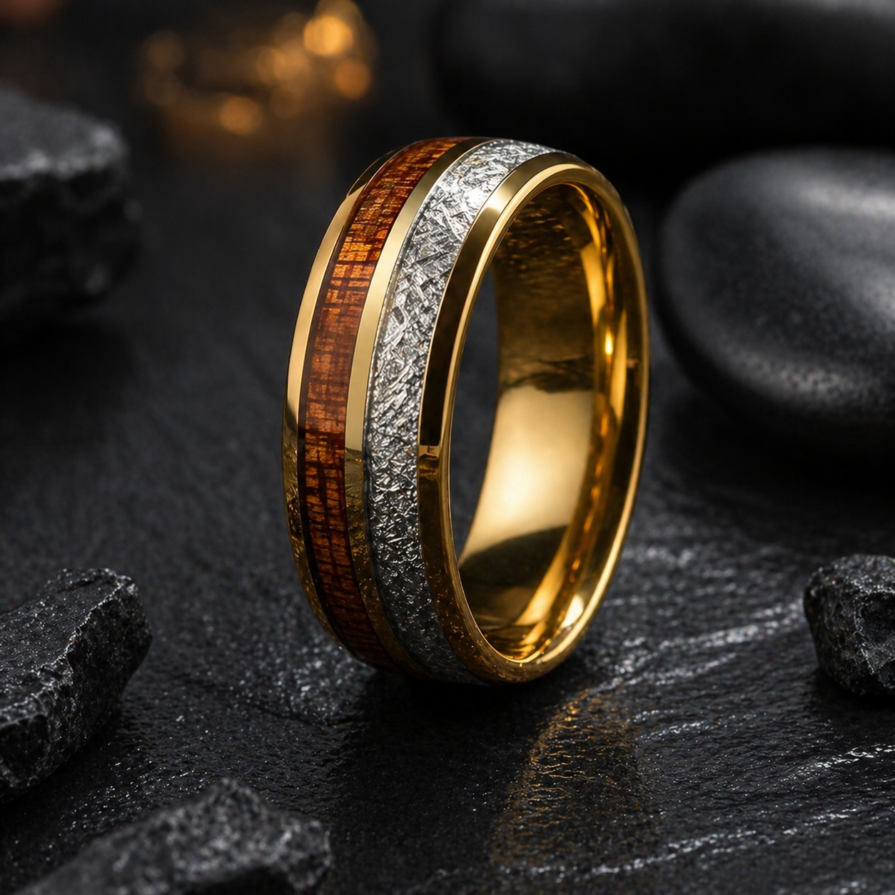 Abalone & Meteorite Ring