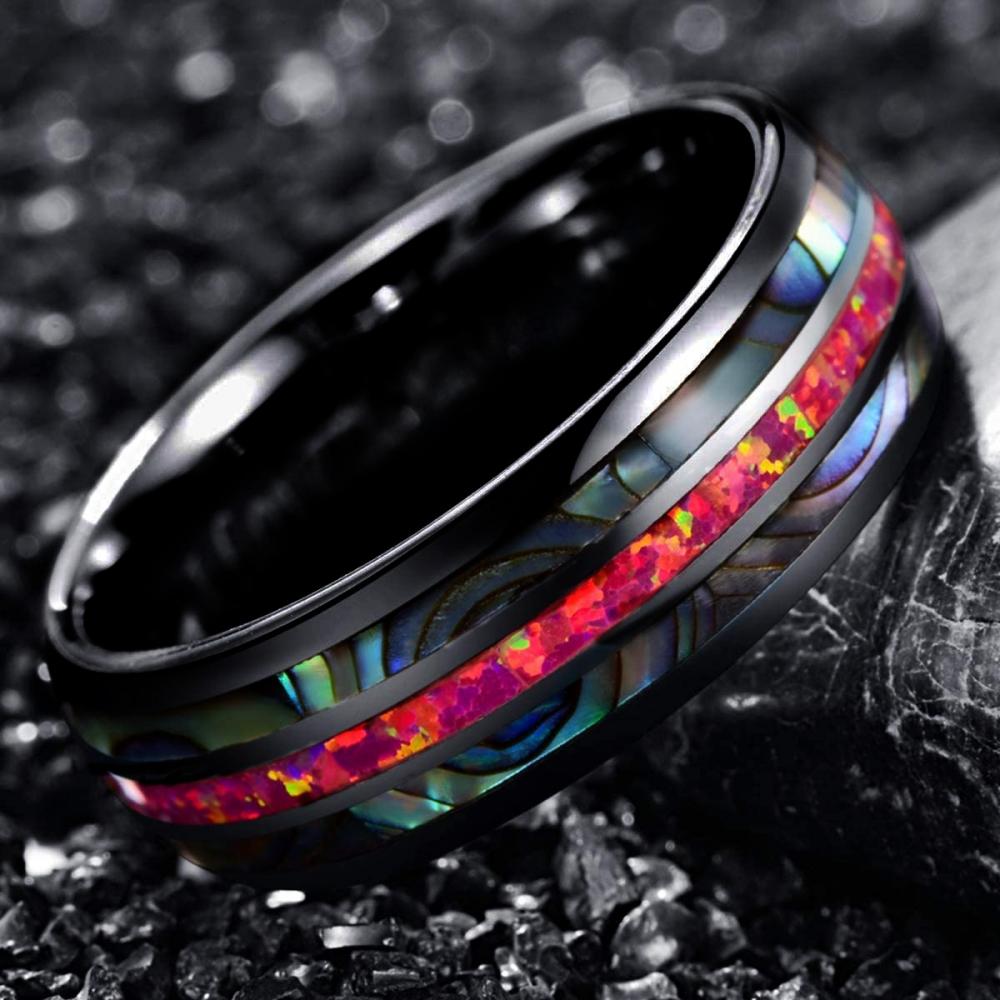 Abalone Ring - Black & Red