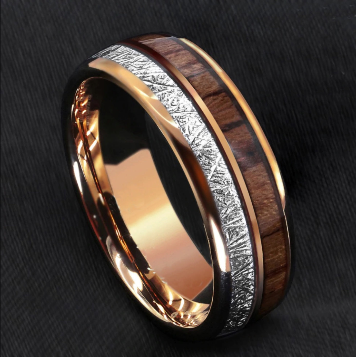 Rose Gold Koa Wood Ring