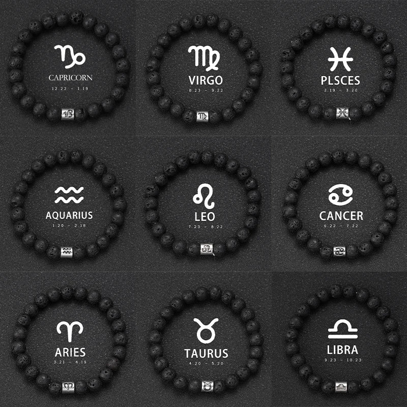 Volcanic Stone Zodiac Bracelet