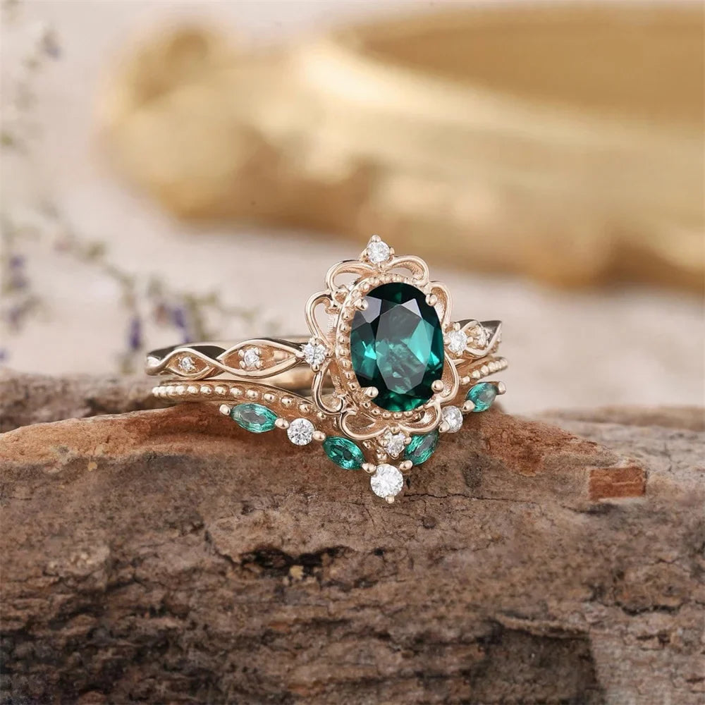 Stardust Ring - Emerald Star Rain