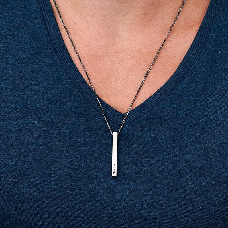 Custom Engraved Block Necklace