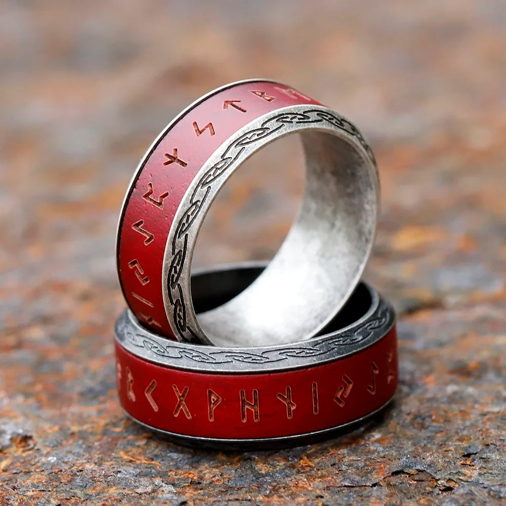 Red Rune Titanium Ring