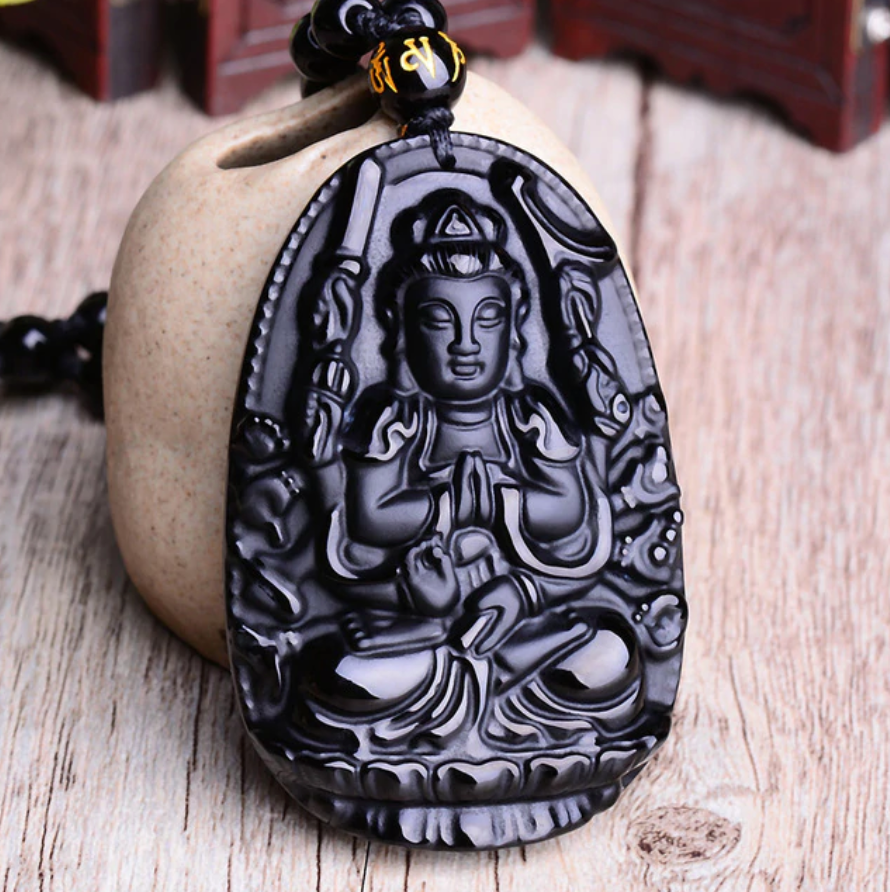 Obsidian Buddha Amulet