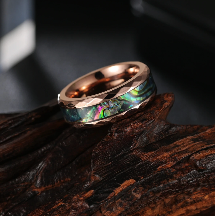 Abalone Ring - Rose Gold Faceted