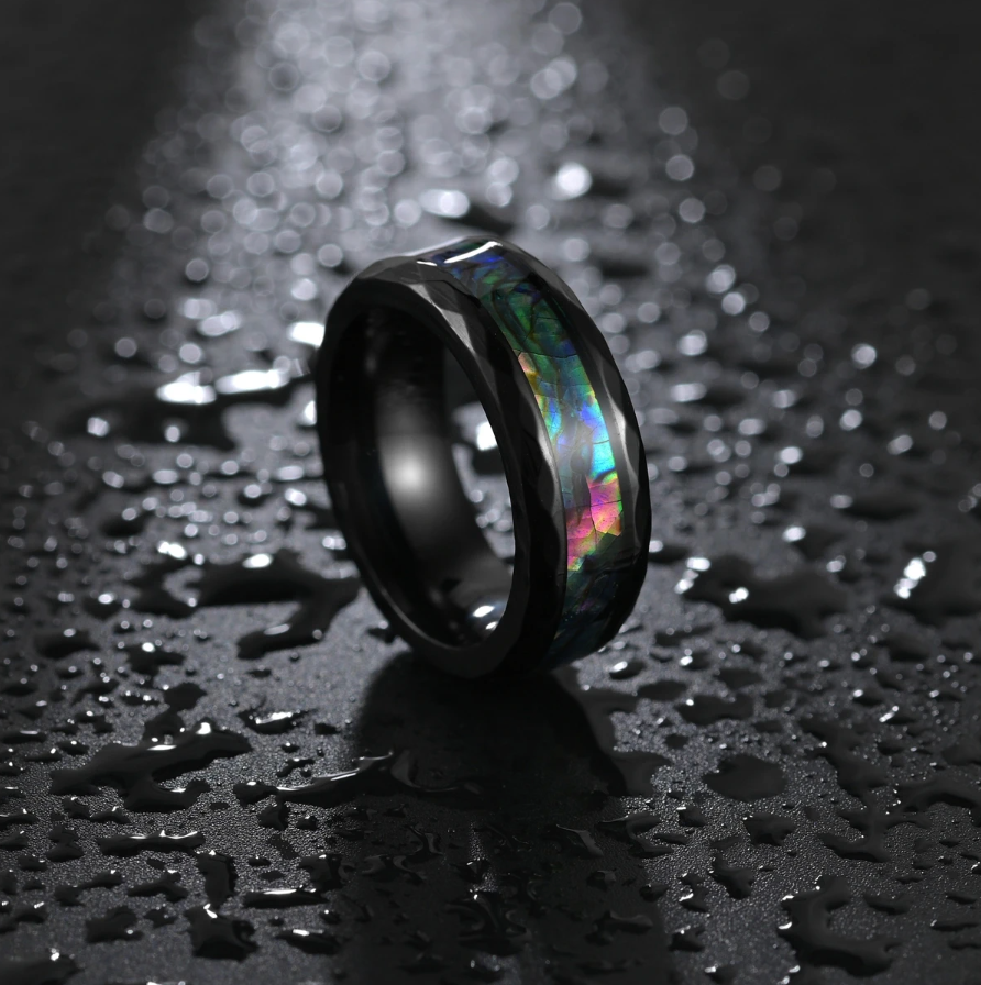 Abalone Ring - Black Faceted