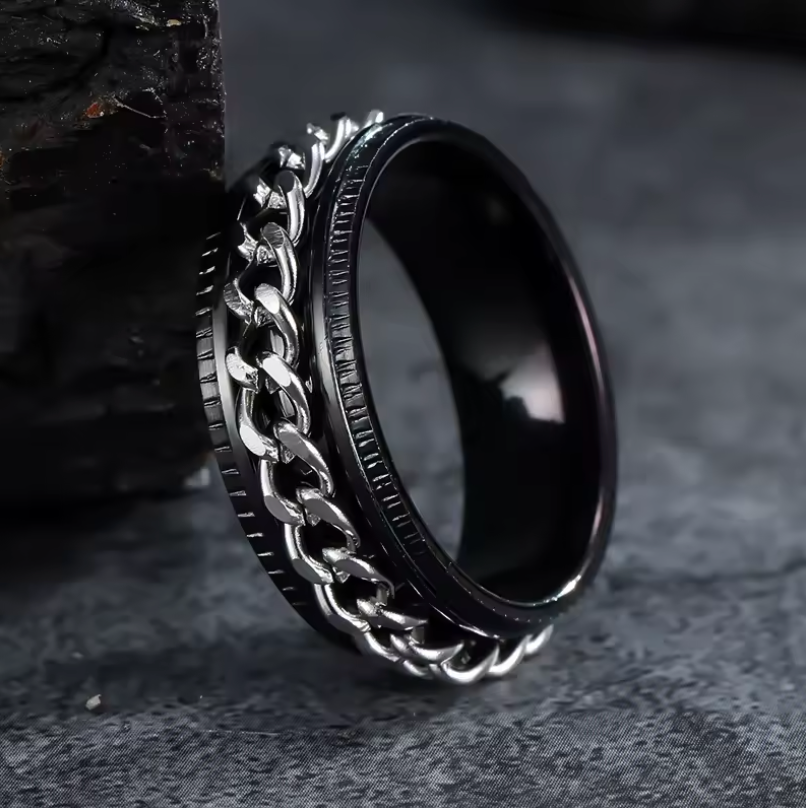 Chain Ring - Black & Silver