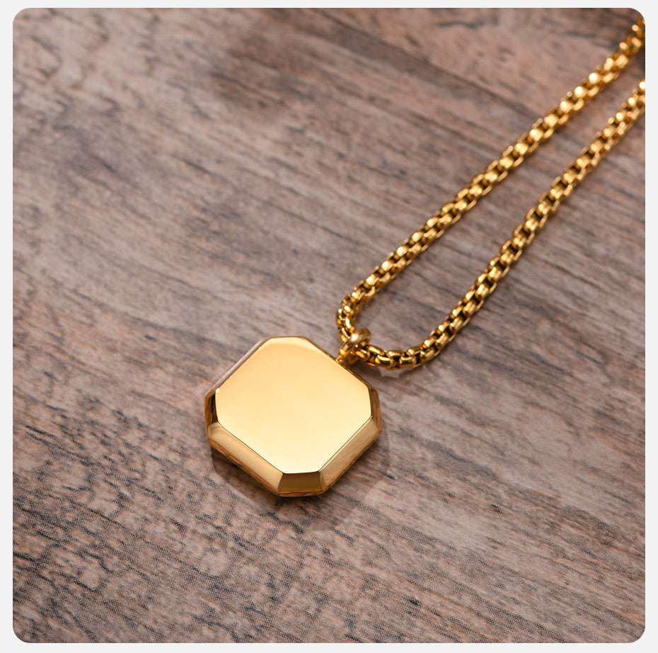 Square Necklace - Gold & Blue