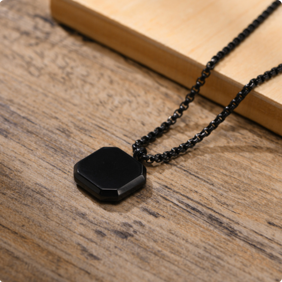 Square Necklace - Black