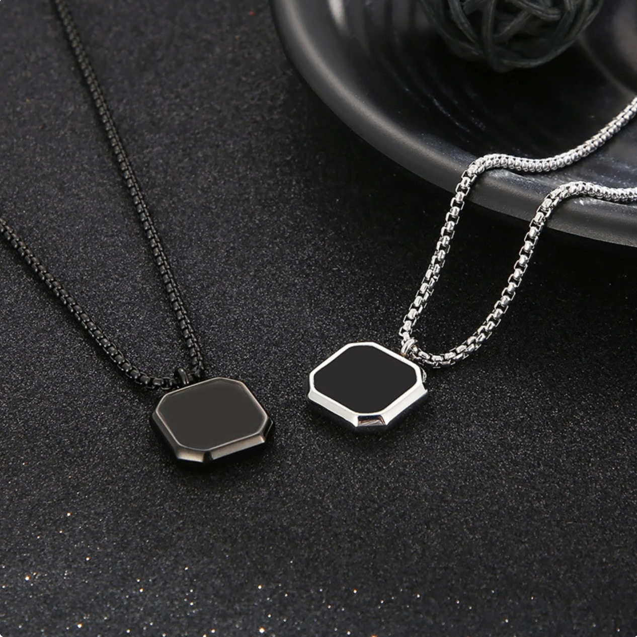 Square Necklace - Black