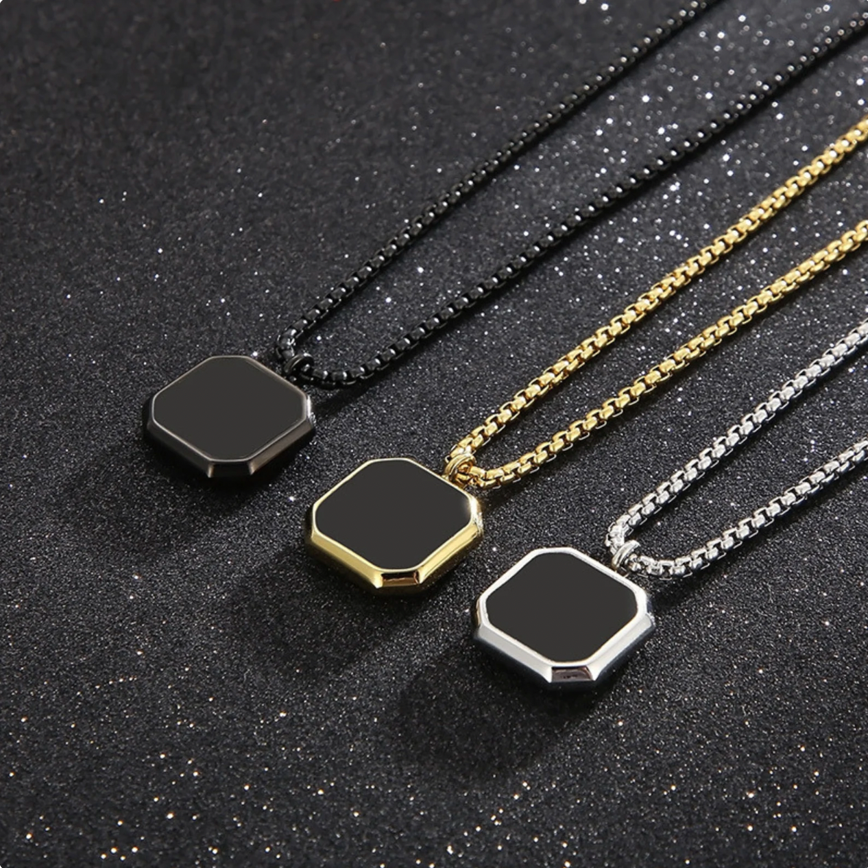 Square Necklace - Black