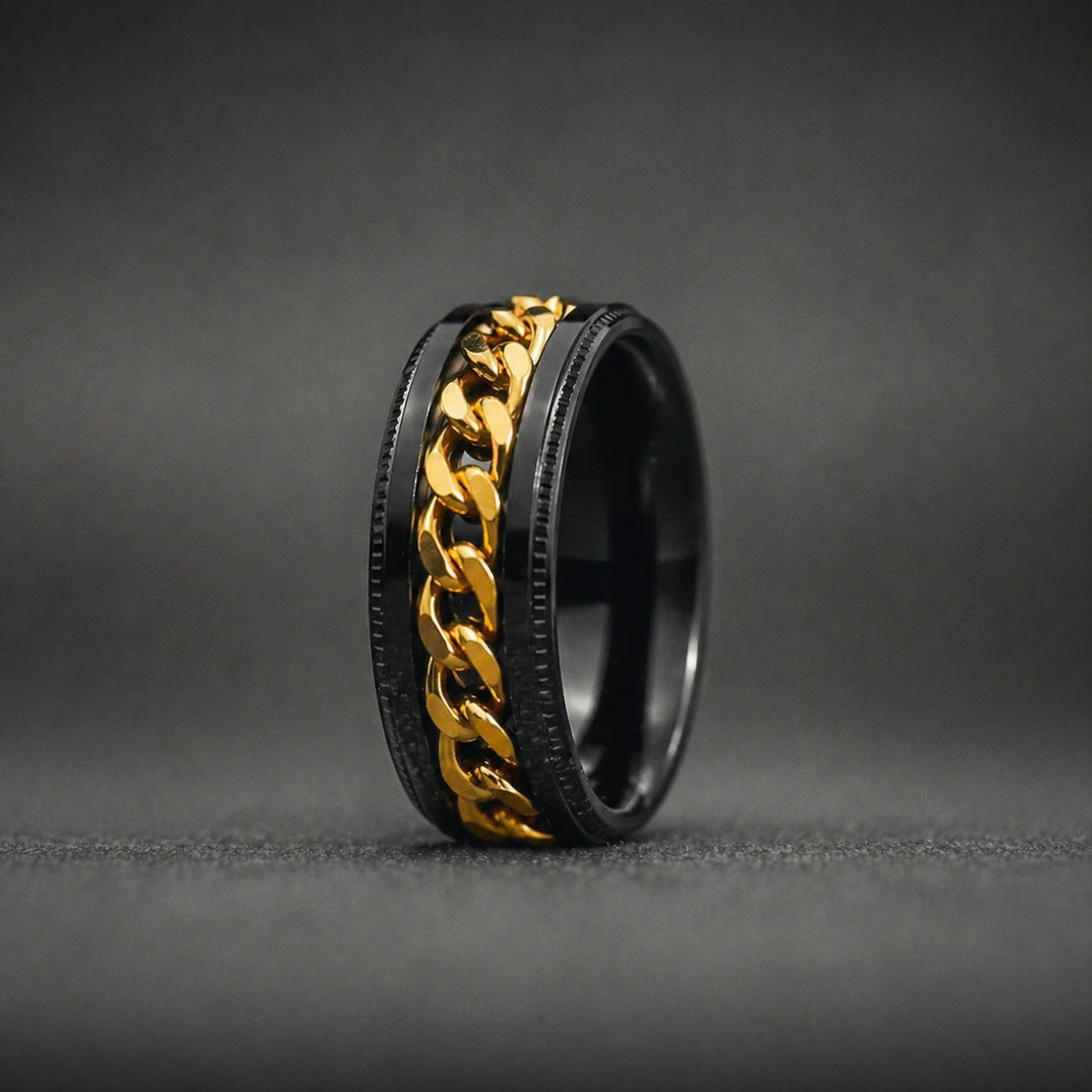 Chain Ring - Black & Gold