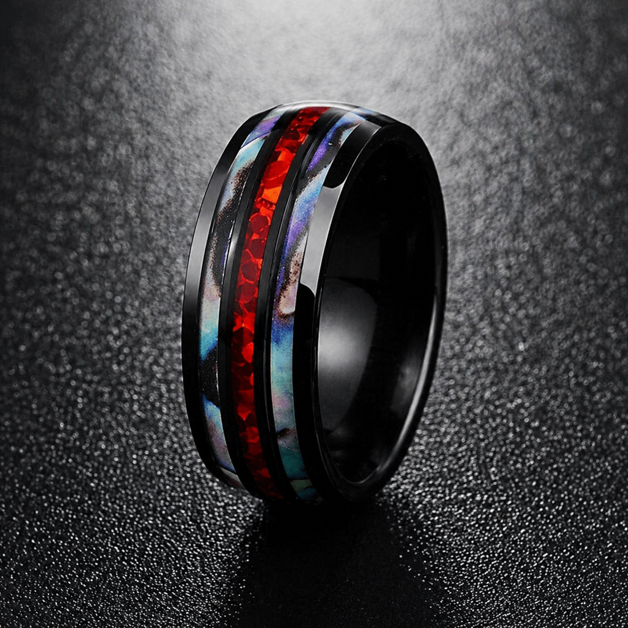 Abalone Ring - Black & Red
