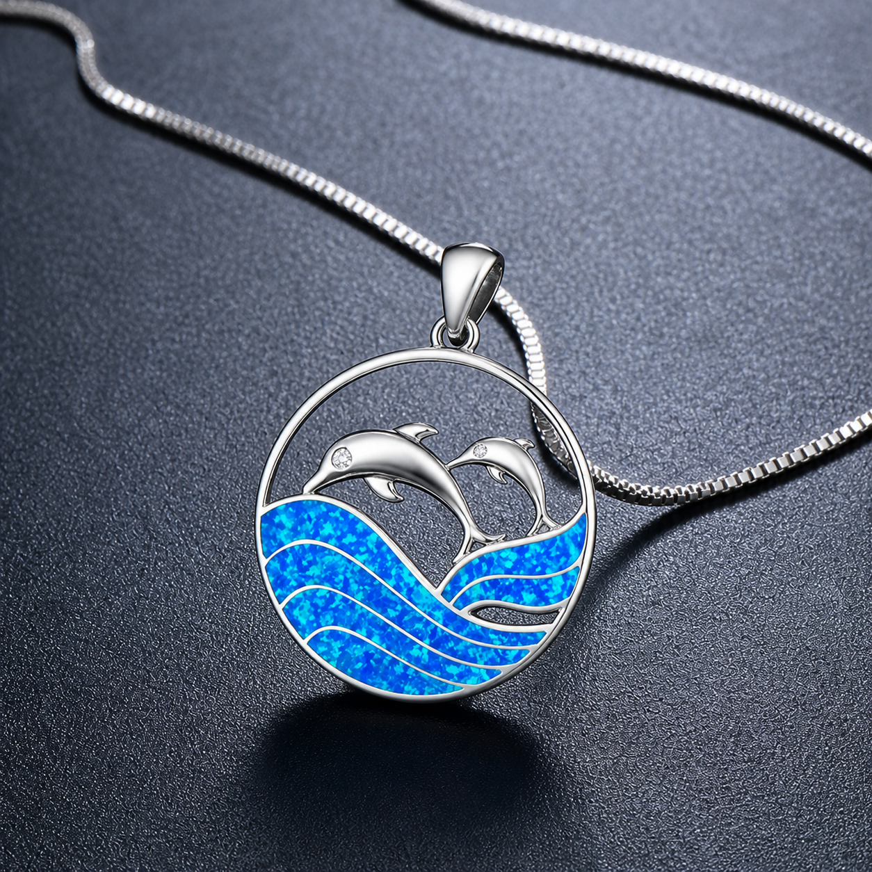 Ocean Opal Necklace - Dolphins
