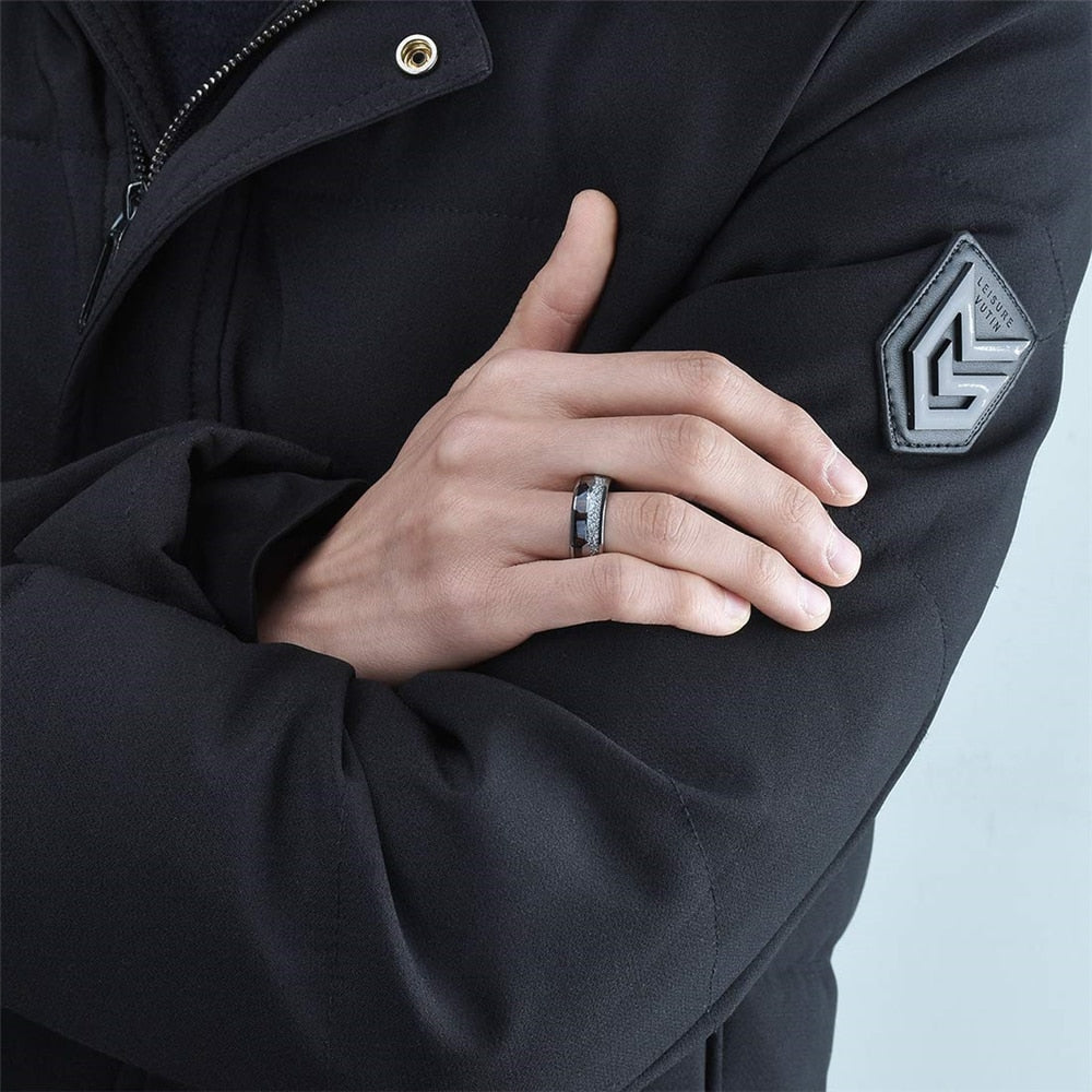 Meteorite Ring - Brown & Silver