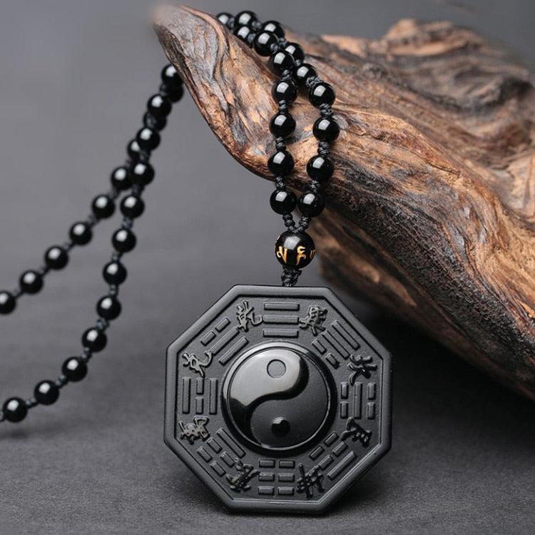 Yin and Yang Obsidian Amulet