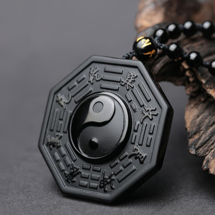 Yin and Yang Obsidian Amulet
