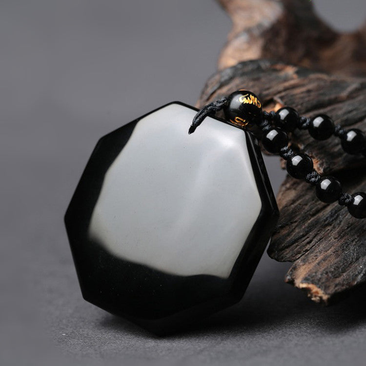 Yin and Yang Obsidian Amulet
