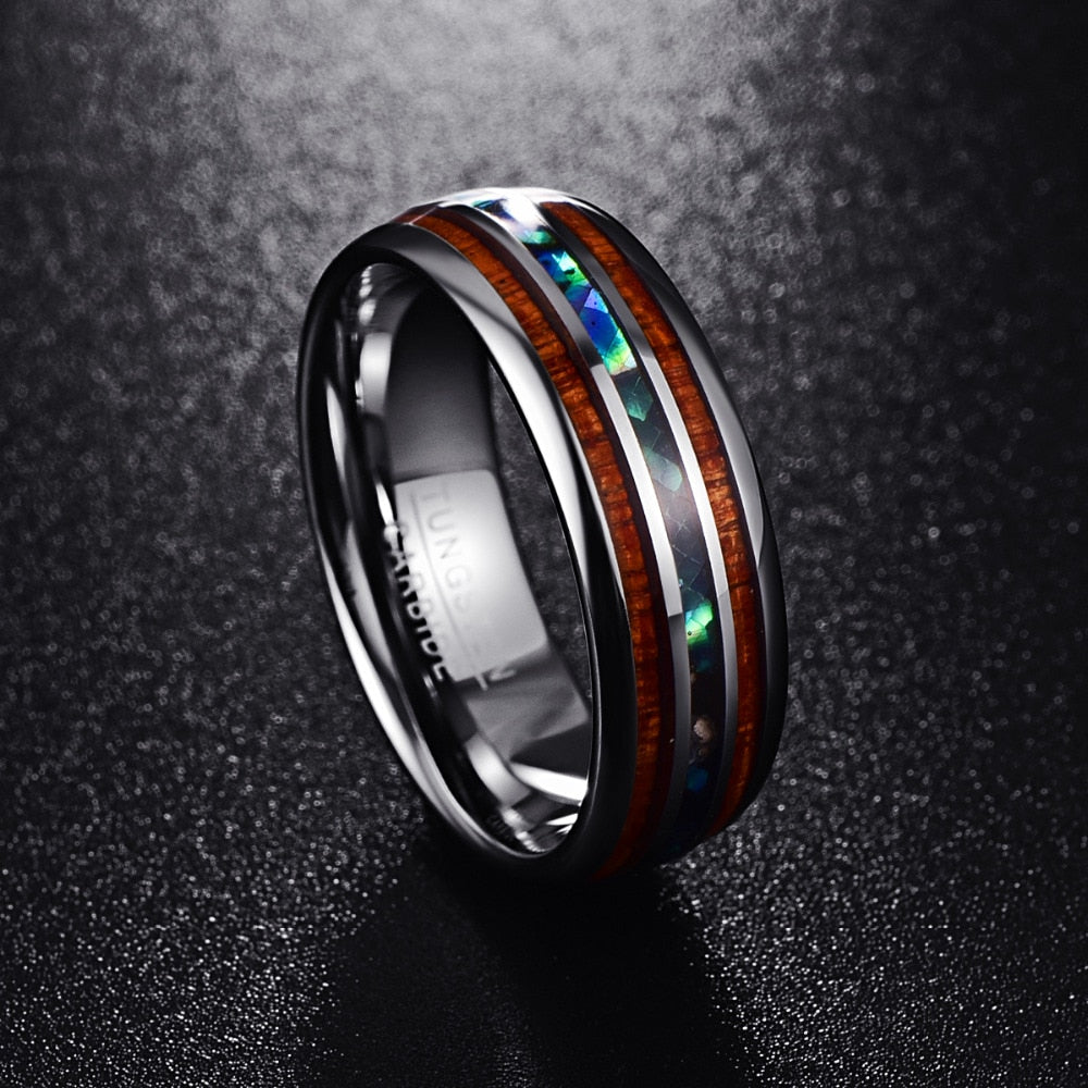 Hawaiian Abalone Wood Ring