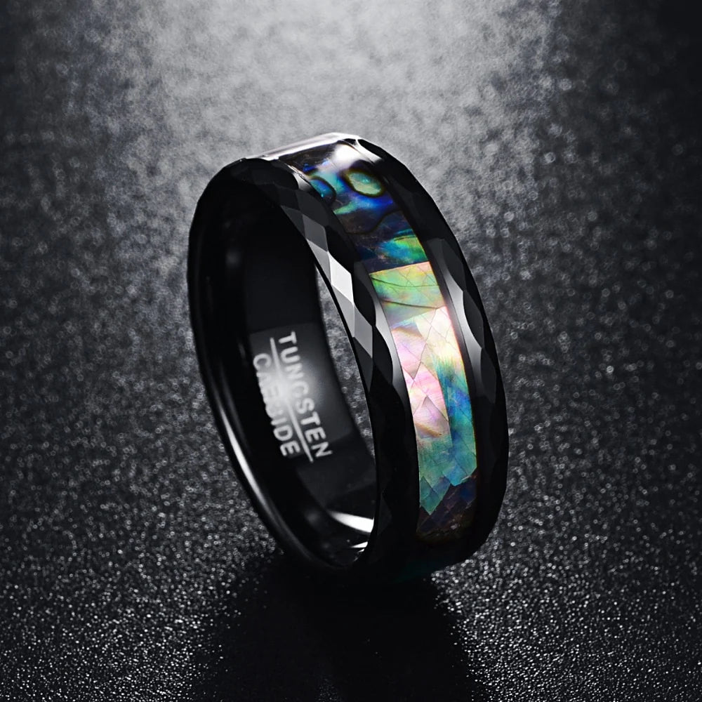 Black Faceted Abalone Ring