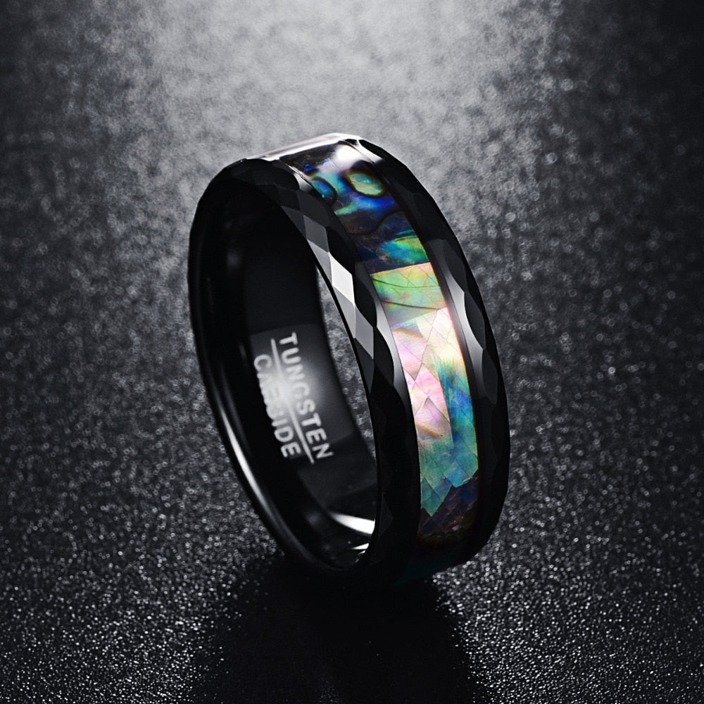 Black Faceted Abalone Ring