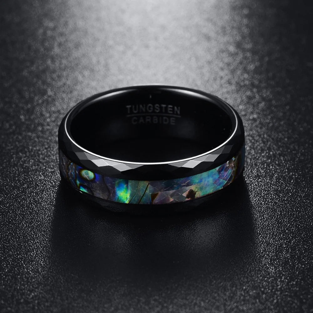 Black Faceted Abalone Ring