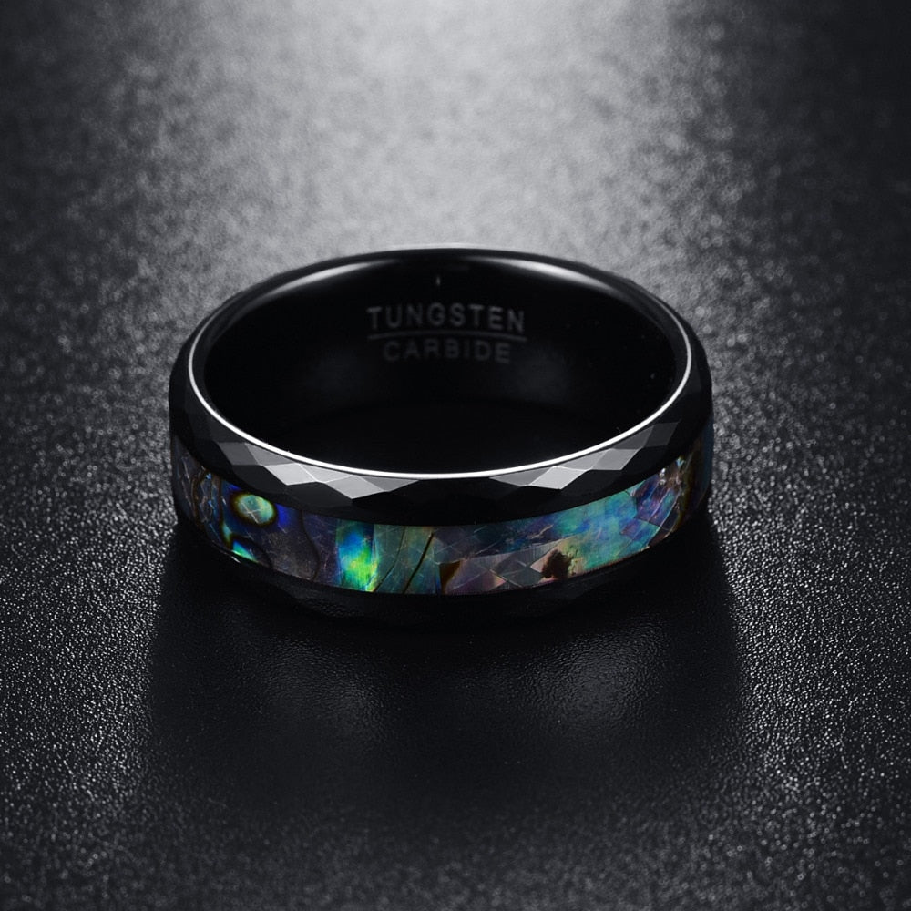 Black Faceted Abalone Ring